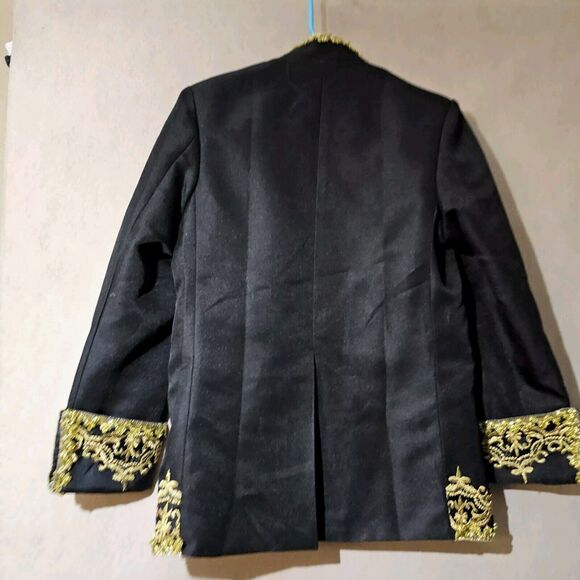 Cosplay Regency Blazer Black And Gold Embriodered Size Small-Medium Brooch Chain - Picture 9 of 10